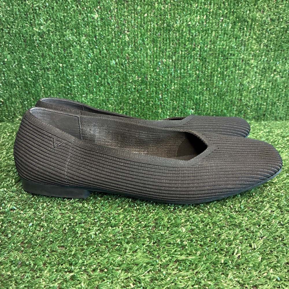 Vivaia Margot Square Toe Knit Sustainable Comfort Classic Flats Black Womens 8